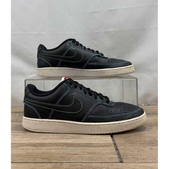 Nike Court Vision Low Premium Black Turquoise Lime Green Sneakers Men's 8 - Picture 1 of 10